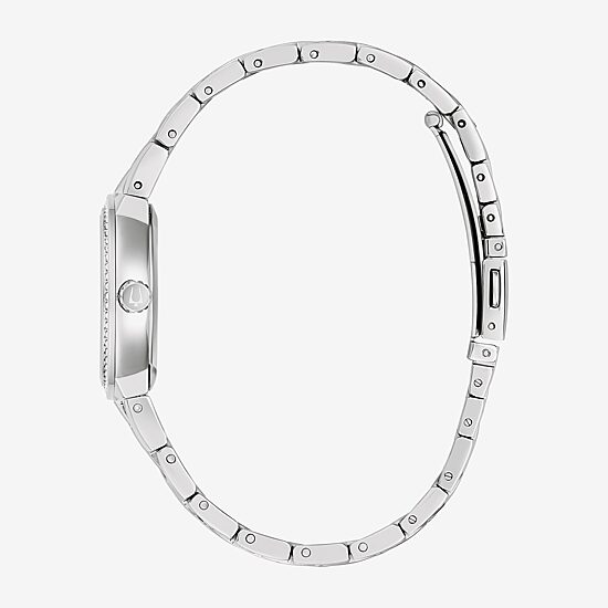 Bulova Classic Crystal Womens Crystal Accent Silver Tone Stainless Steel 2-pc. Watch Boxed Set 96x163
