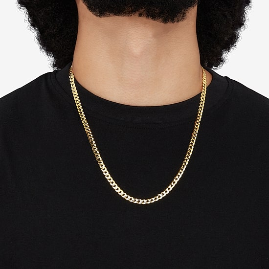 Mens 14K Gold 24 Inch Curb Chain Necklace