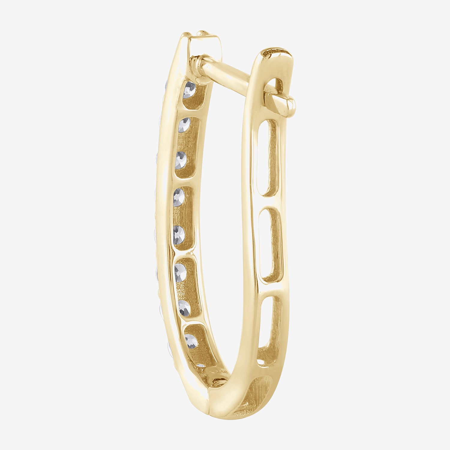 (H-I / I1) Womens 1/2 CT. T.W. Lab Grown White Diamond 10K Gold 18mm Hoop Earrings