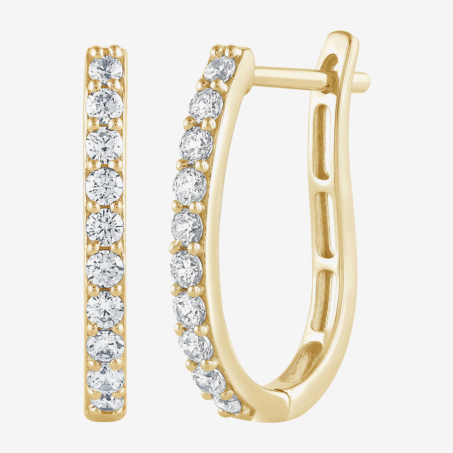 (H-I / I1) Womens 1/2 CT. T.W. Lab Grown White Diamond 10K Gold 18mm Hoop Earrings