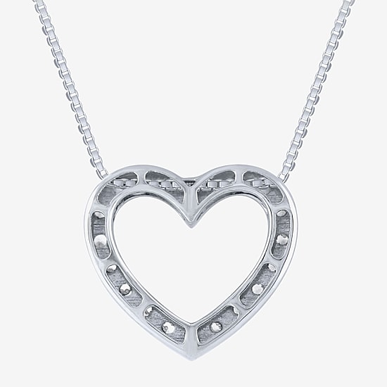 (H-I / I1) Womens 1/4 CT. T.W. Lab Grown White Diamond 10K Gold Heart 18 Inch Pendant Necklace