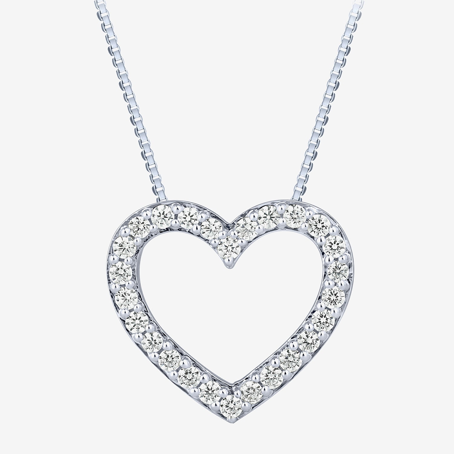 (H-I / I1) Womens 1/4 CT. T.W. Lab Grown White Diamond 10K Gold Heart 18 Inch Pendant Necklace