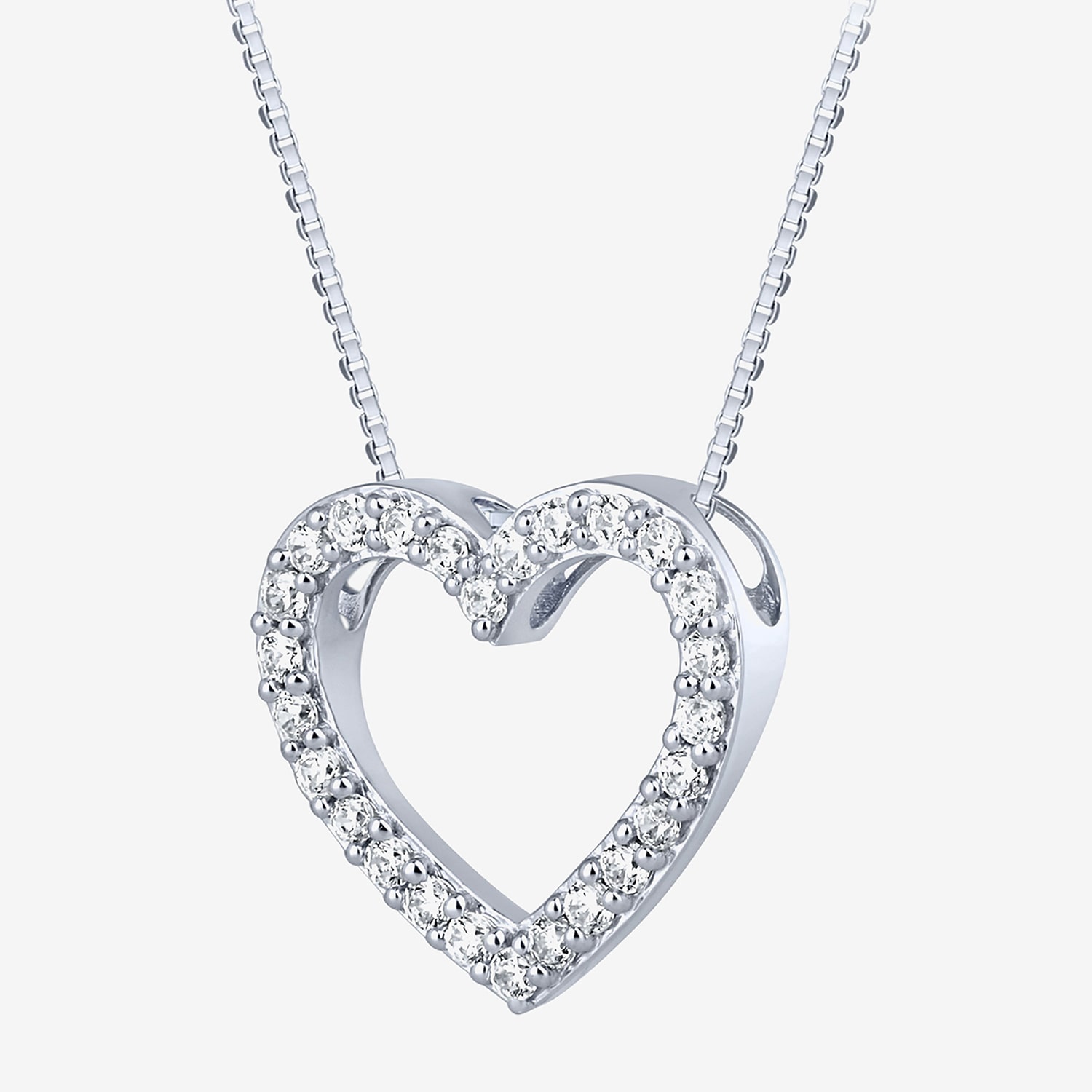 (H-I / I1) Womens 1/4 CT. T.W. Lab Grown White Diamond 10K Gold Heart 18 Inch Pendant Necklace