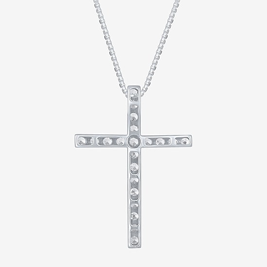 (H-I / I1) Womens 1/2 CT. T.W. Lab Grown White Diamond 10K Gold Cross 18 Inch Pendant Necklace