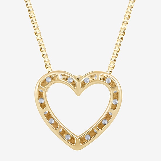(H-I / I1) Womens 1/2 CT. T.W. Lab Grown White Diamond 10K Gold Heart 18 Inch Pendant Necklace