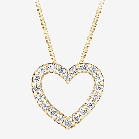 (H-I / I1) Womens 1/2 CT. T.W. Lab Grown White Diamond 10K Gold Heart 18 Inch Pendant Necklace