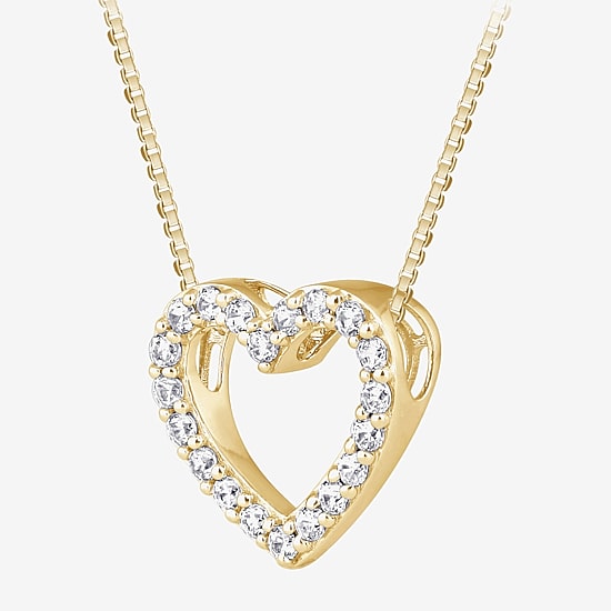 (H-I / I1) Womens 1/2 CT. T.W. Lab Grown White Diamond 10K Gold Heart 18 Inch Pendant Necklace