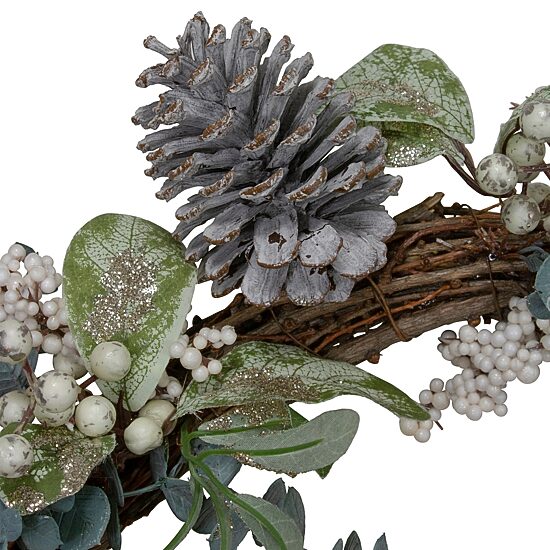 Northlight Neutral Colored Pumpkin And Pine Cones Fall Harvest 18-Inch Unlit Wreath
