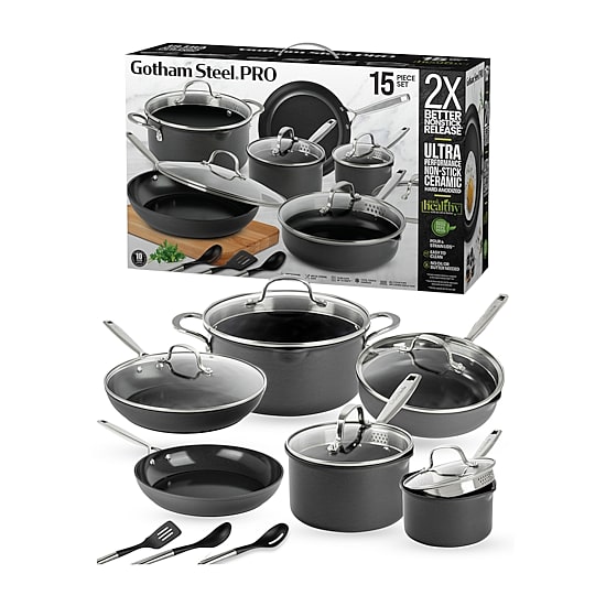 Gotham Steel Pro Ultra Ceramic 2x 15-pc. Non-Stick Cookware Set