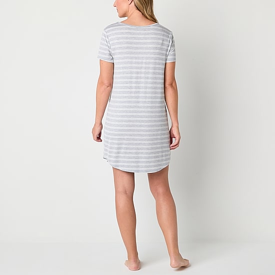 Liz Claiborne Cool and Calm Womens Short Sleeve Crew Neck Nightshirt