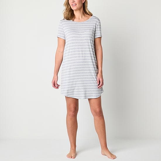 Liz Claiborne Cool and Calm Womens Short Sleeve Crew Neck Nightshirt