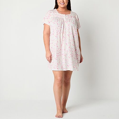 Adonna Womens Plus Short Sleeve Nightgown, 2x, White