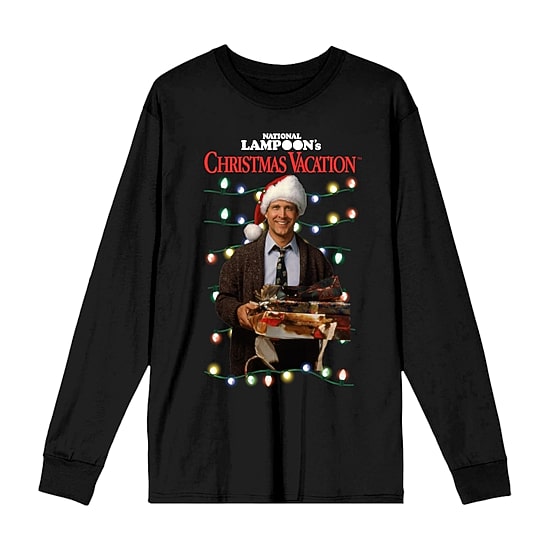 Christmas Vacation Womens Juniors Crew Neck Long Sleeve Regular Fit Graphic T-Shirt