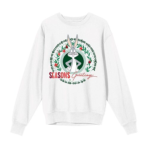 Bioworld Bugs Seasons Greetings Womens Juniors Crew Neck Long Sleeve Care Bears Sweatshirt In White