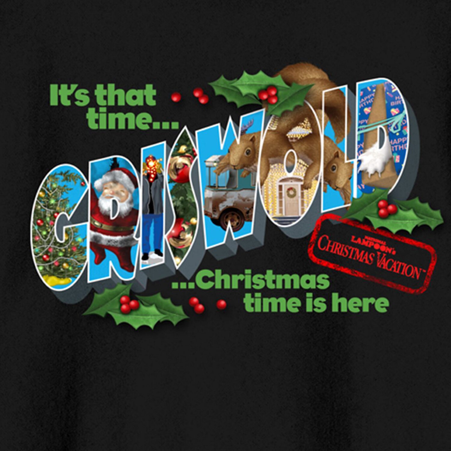 Christmas Vacation Griswold Womens Juniors Crew Neck Long Sleeve Sweatshirt