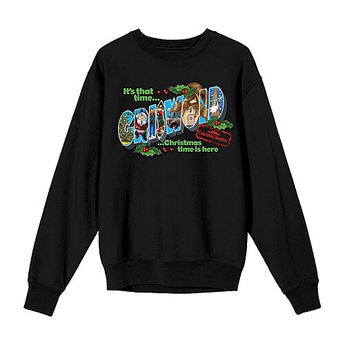 Bioworld Christmas Vacation Griswold Womens Juniors Crew Neck Long Sleeve Sweatshirt In Black
