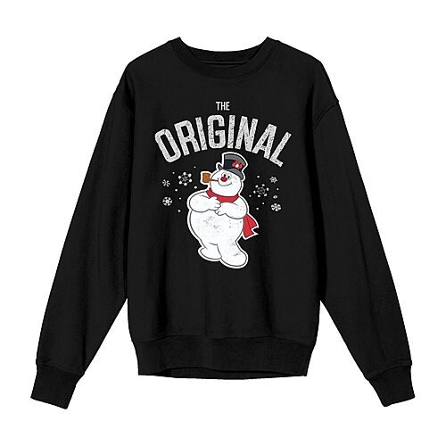 Bioworld Frosty The Snowman Womens Juniors Crew Neck Long Sleeve Sweatshirt In Black