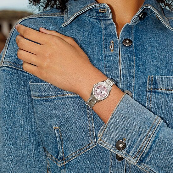 Caravelle Designed By Bulova Womens Silver Tone Stainless Steel Bracelet Watch 43m123