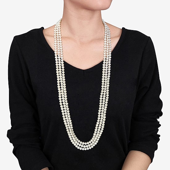 Womens White 100 Inch Strand Necklace