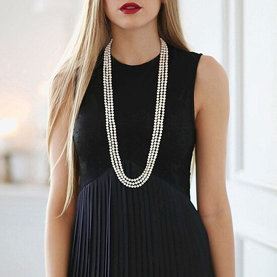 Womens White 100 Inch Strand Necklace
