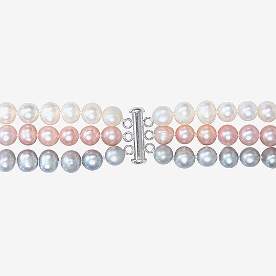 Womens White Sterling Silver 20 Inch Strand Necklace