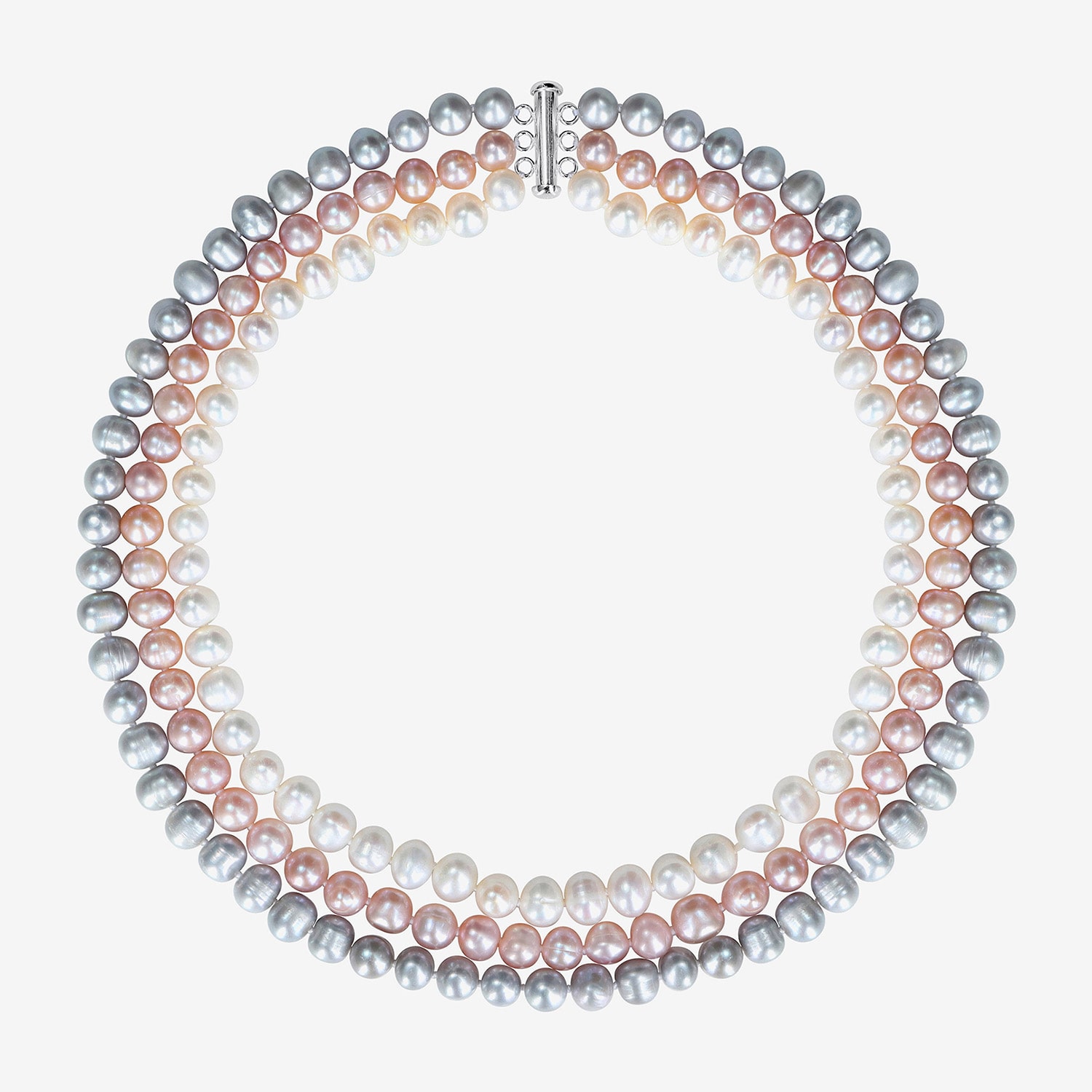 Womens White Sterling Silver 20 Inch Strand Necklace