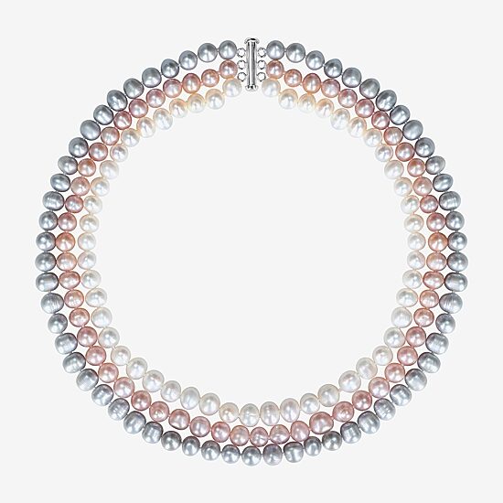 Womens White Sterling Silver 20 Inch Strand Necklace