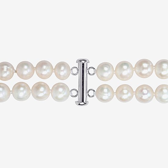 Womens White Sterling Silver 18 Inch Strand Necklace