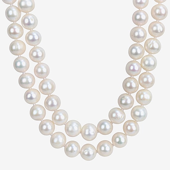 Womens White Sterling Silver 18 Inch Strand Necklace