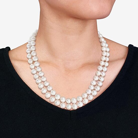 Womens White Sterling Silver 18 Inch Strand Necklace