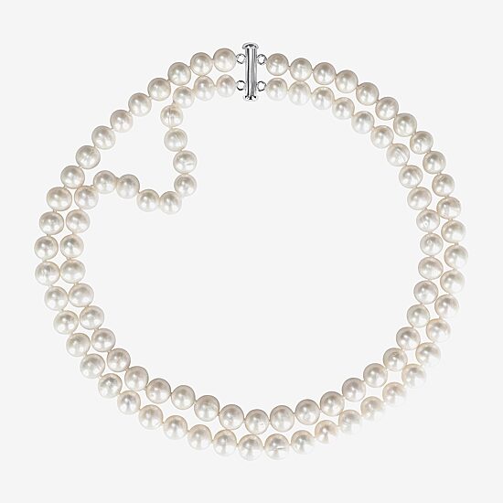 Womens White Sterling Silver 18 Inch Strand Necklace