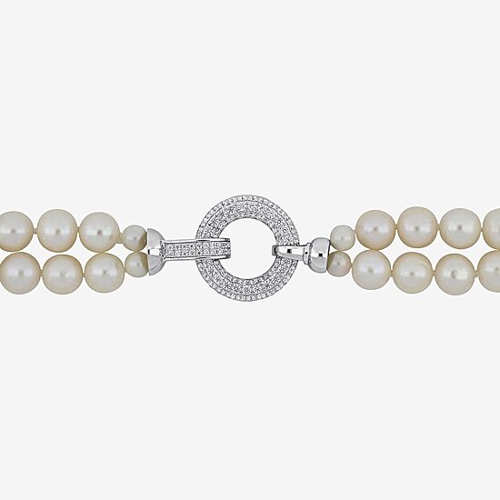 Womens White Sterling Silver 17 Inch Strand Necklace