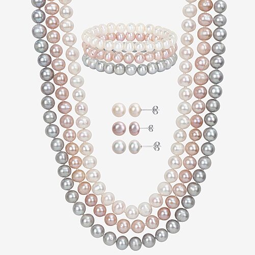 Womens White Cultured Freshwater Pearl Sterling Silver 7-pc. Jewelry Set, One Size