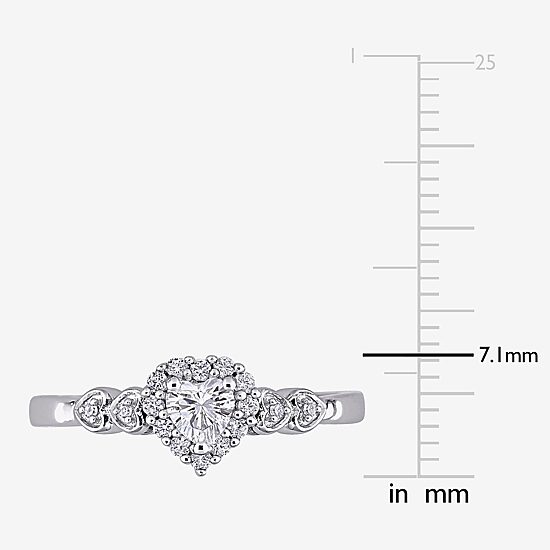 Womens Diamond Accent Lab Created White Sapphire Sterling Silver Heart Cocktail Ring
