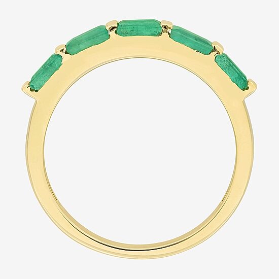 Womens Genuine Green Emerald 10K Gold 5-Stone Band