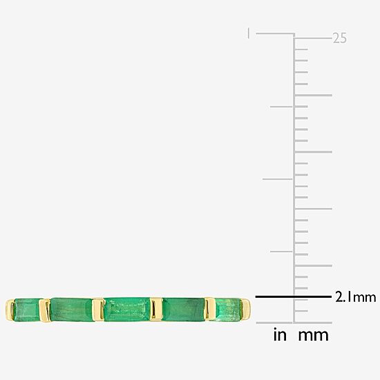 Womens Genuine Green Emerald 10K Gold 5-Stone Band