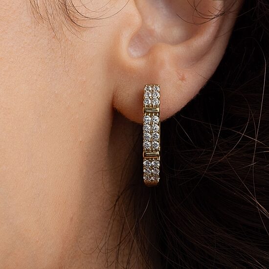 (H-I / I1) Womens 1 CT. T.W. Lab Grown White Diamond 10K Gold 25.6mm Hoop Earrings