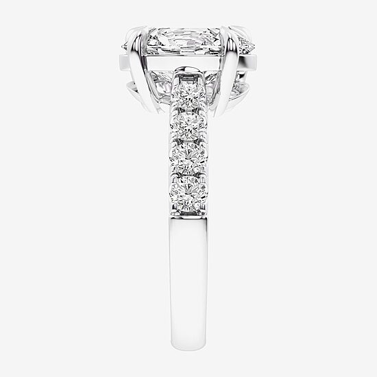 Signature By Modern Bride (G-H / Si1-Si2) Womens 4 3/8 Ct. T.W. Lab Grown White Diamond 14K Gold Oval Side Stone Engagement Ring