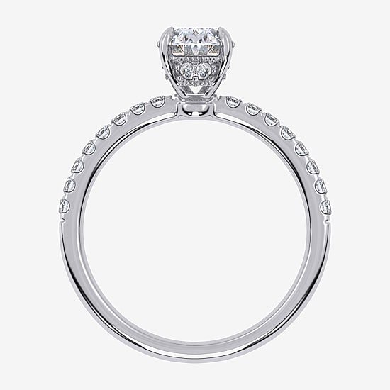 (G-H /  Si1-Si2) Womens 1 CT. T.W. Lab Grown White Diamond 10K Gold Oval Side Stone Engagement Ring