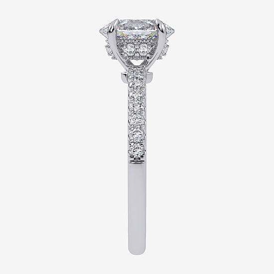 (G-H /  Si1-Si2) Womens 1 CT. T.W. Lab Grown White Diamond 10K Gold Oval Side Stone Engagement Ring