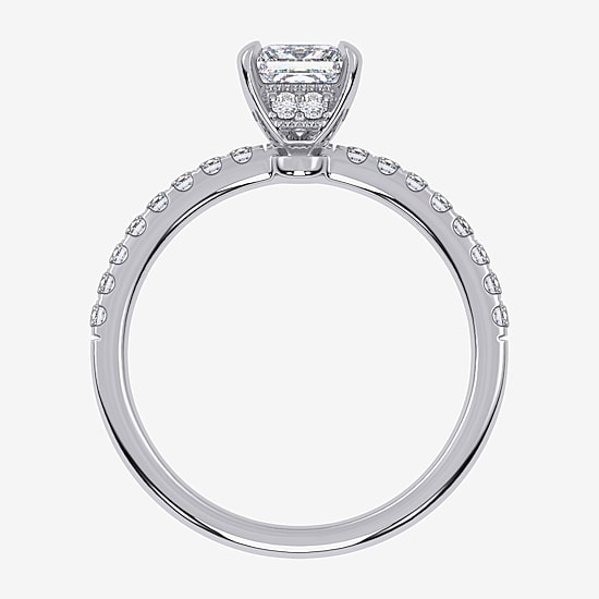 (G-H /  Si1-Si2) Womens 1 CT. T.W. Lab Grown White Diamond 10K Gold Side Stone Engagement Ring
