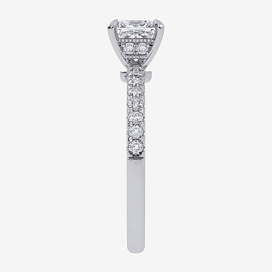 (G-H /  Si1-Si2) Womens 1 CT. T.W. Lab Grown White Diamond 10K Gold Side Stone Engagement Ring