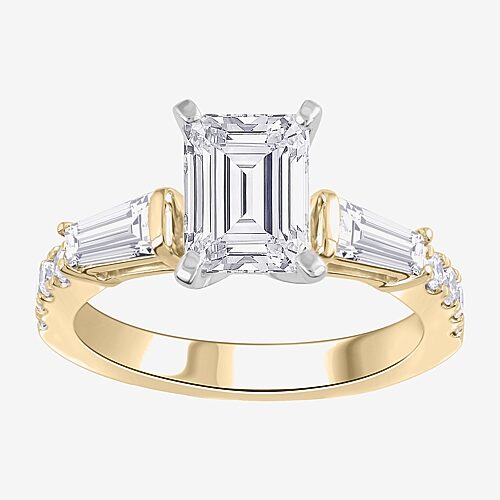 Signature By Modern Bride (G-H / Si1-Si2) Womens 2 3/4 CT. T.W. Lab Grown White Diamond 14K Gold Side Stone Engagement Ring, 9
