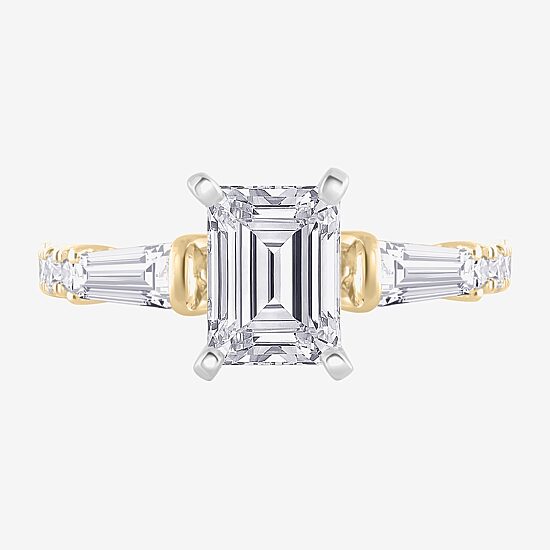 Signature By Modern Bride (G-H / Si1-Si2) Womens 2 3/4 CT. T.W. Lab Grown White Diamond 14K Gold Side Stone Engagement Ring
