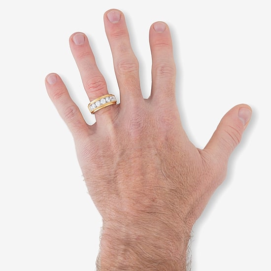 (H-I / I1) Mens 1 1/2 CT. T.W. Lab Grown White Diamond 10K Gold Wedding Band