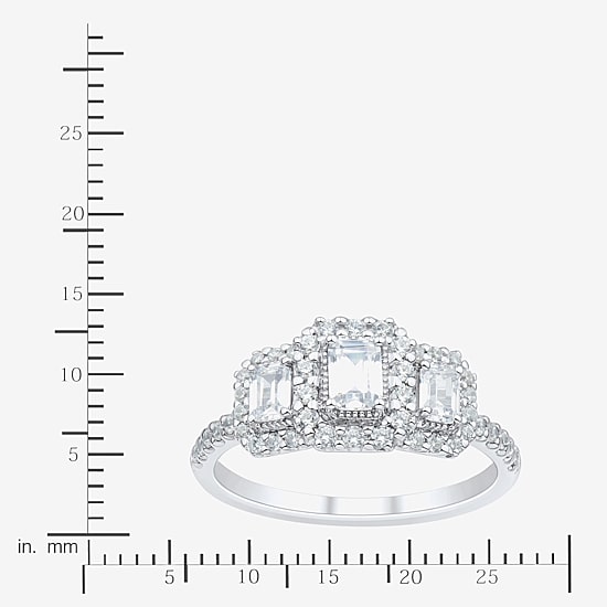 Love Lives Forever (H-I / Si1-Si2) Womens 1 CT. T.W. Lab Grown White Diamond 10K Gold Side Stone 3-Stone Engagement Ring