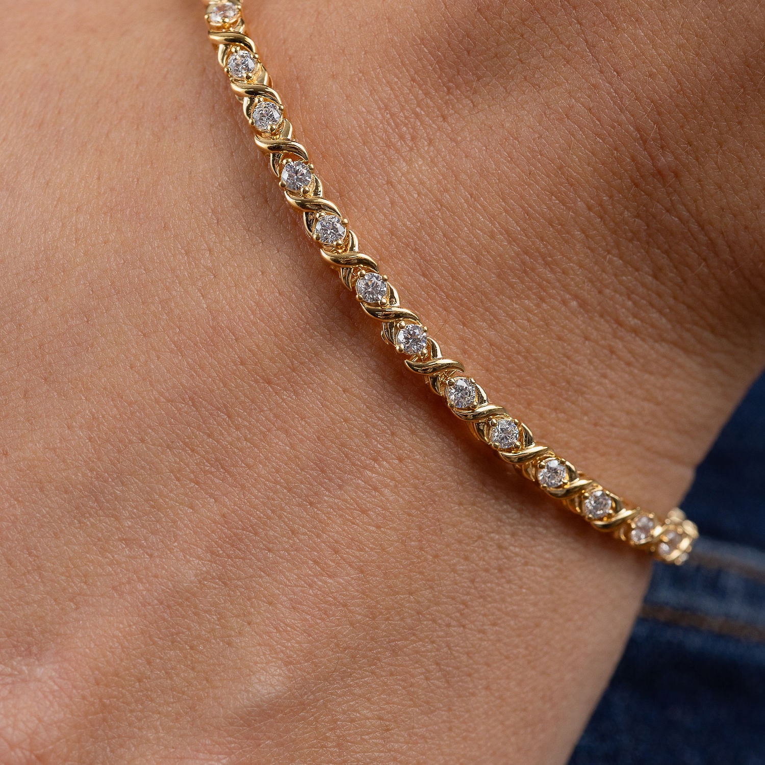 (H / I1) Womens 2 CT. T.W. Lab Grown White Diamond Sterling Silver 7.25 Inch Tennis Bracelet