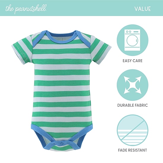 The Peanutshell Dino Truck Baby Boys Round Neck Short Sleeve 4-pc. Bodysuit