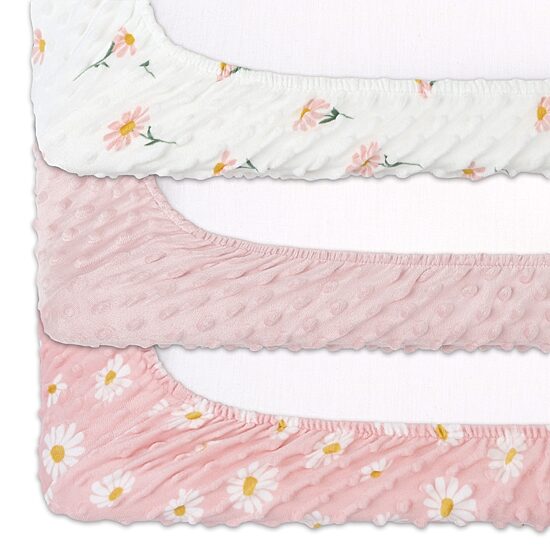 The Peanutshell Blush Daisy 3-pc. Changing Pad Cover