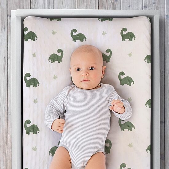 The Peanutshell Green Dino 3-pc. Changing Pad Cover